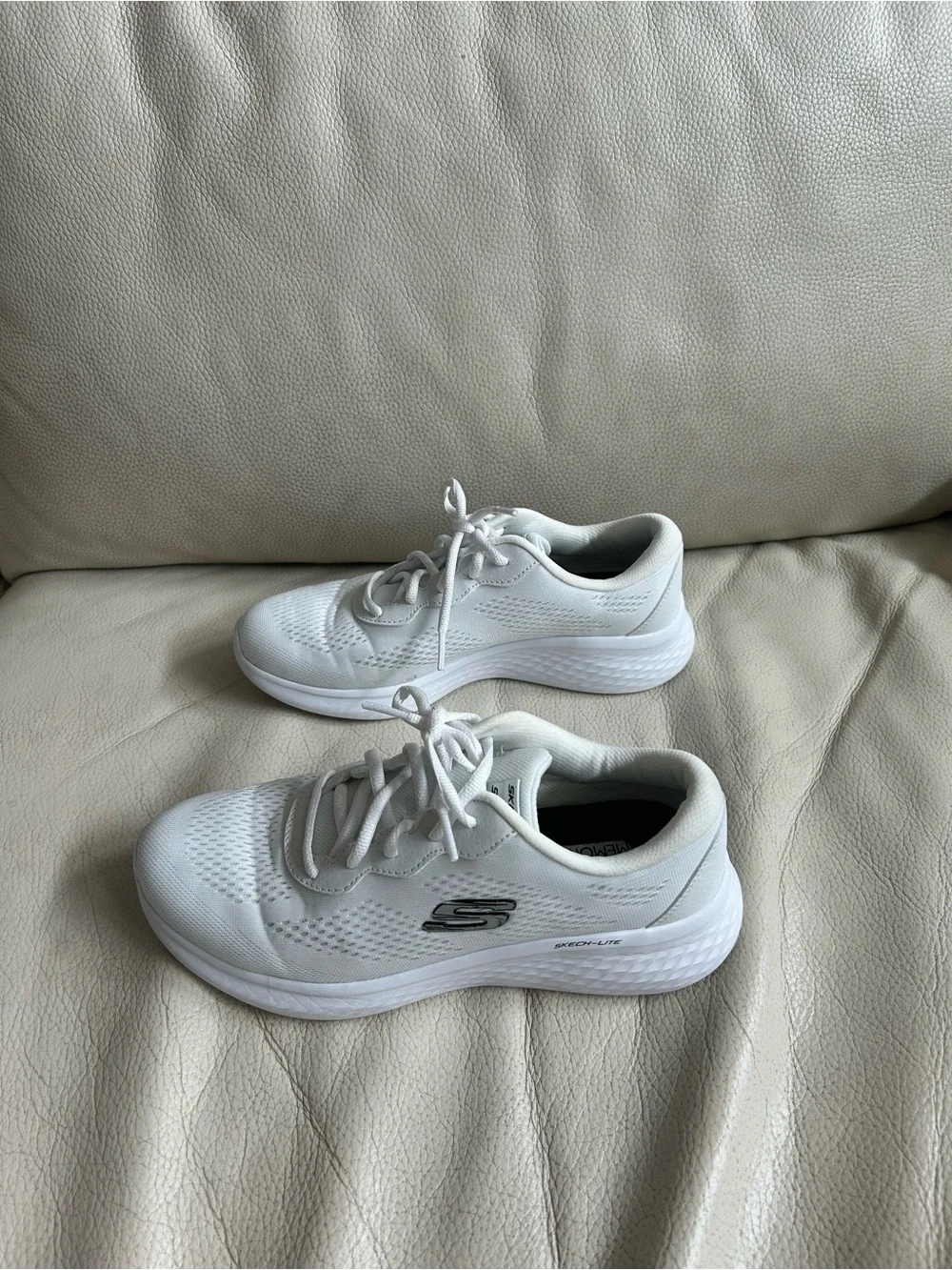 Women's Skechers All-White Knit Comfort Sneakers, 7 1/2